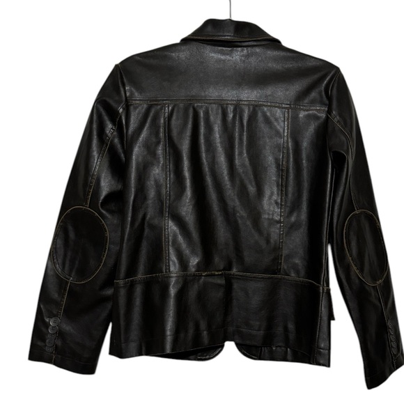 RVT Vintage Faux Vegan Leather Brown Jacket Elbow Patches Women’s Size Small - Picture 2 of 6